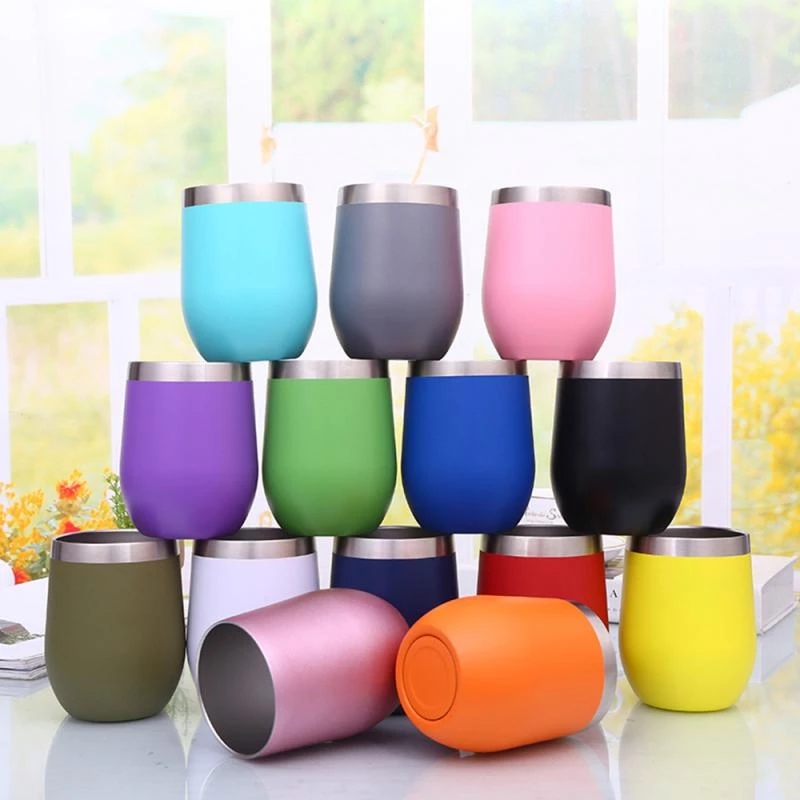 12oz Wine Tumbler Double-layer Vacuum Eggshell Thermos Cup Double