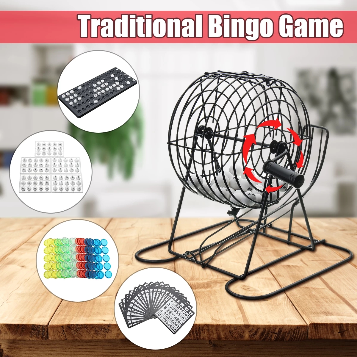 Bingo Machine Draw Machine Party Bingo Game Lucky Balls Game Lotto Lottery  Family Game Set – Cage Balls Cards Counters – SogoGoods